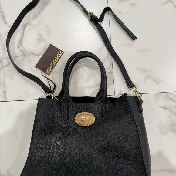 Roberto Cavalli Handbags - Roberto Cavalli Black Satchel with Gold Accent
